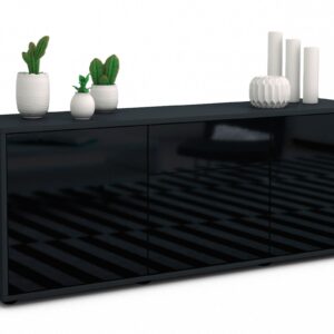 Lowboard Anella, Schwarz (136x49x35cm)
