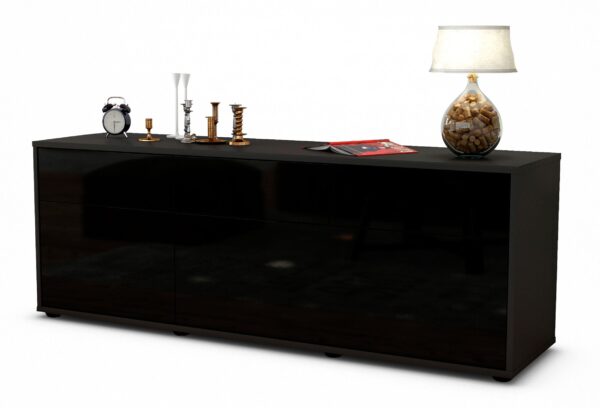 Lowboard Anjelika, Schwarz (136x49x35cm)