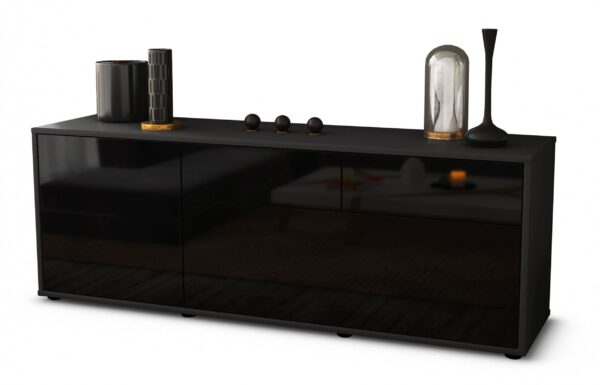 Lowboard Annabell, Schwarz (136x49x35cm)
