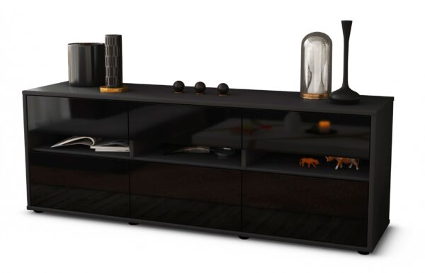 Lowboard Annalena, Schwarz (136x49x35cm)