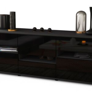 Lowboard Annalisa, Schwarz (136x49x35cm)