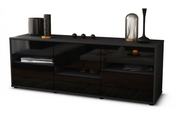 Lowboard Annalisa, Schwarz (136x49x35cm)