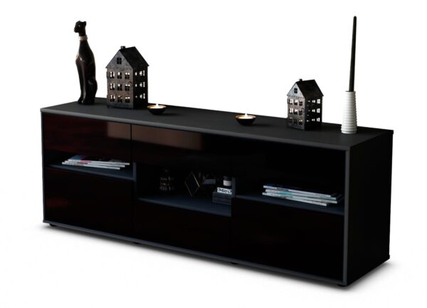 Lowboard Annamaria, Schwarz (136x49x35cm)