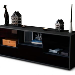 Lowboard Annunziata, Schwarz (136x49x35cm)