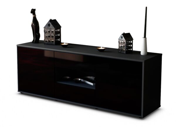 Lowboard Antonella, Schwarz (136x49x35cm)