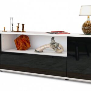 Lowboard Arbnora, Schwarz (180x49x35cm)