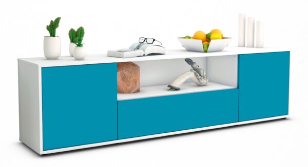 Lowboard Arbnora, Türkis (180x49x35cm)