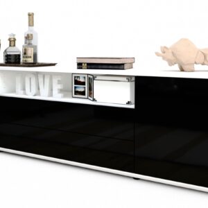 Lowboard Armanda, Schwarz (180x49x35cm)