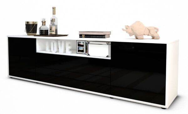 Lowboard Armanda, Schwarz (180x49x35cm)