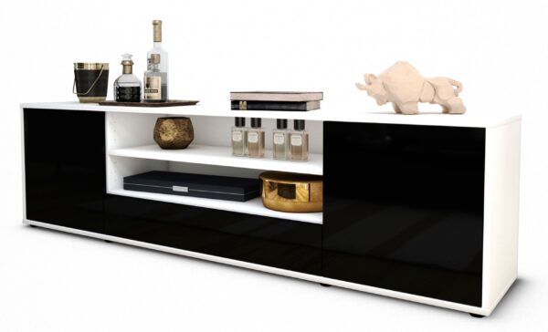 Lowboard Armida, Schwarz (180x49x35cm)