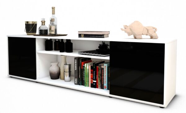 Lowboard Asia, Schwarz (180x49x35cm)