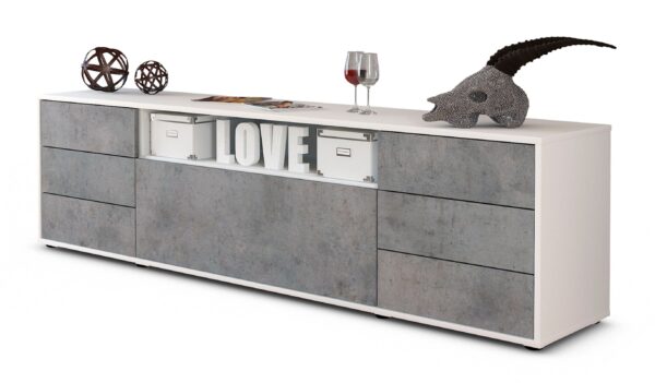 Lowboard Beatrice, Beton (180x49x35cm)