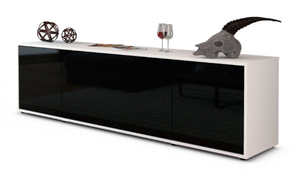 Lowboard Beppa, Schwarz (180x49x35cm)