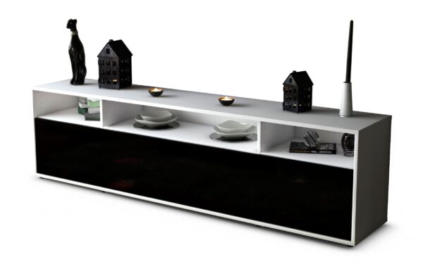 Lowboard Bianca, Schwarz (180x49x35cm)