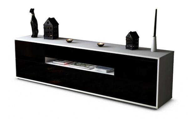 Lowboard Bjonda, Schwarz (180x49x35cm)