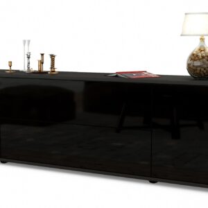 Lowboard Aquilina, Schwarz (180x49x35cm)