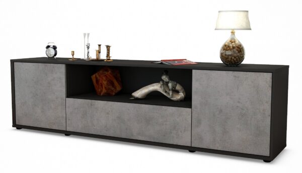 Lowboard Arbnora, Beton (180x49x35cm)
