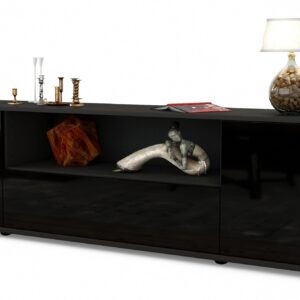 Lowboard Arbnora, Schwarz (180x49x35cm)