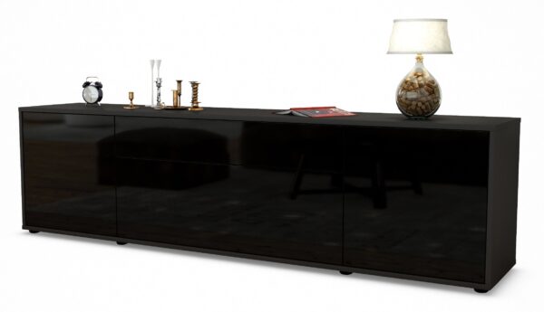 Lowboard Aria, Schwarz (180x49x35cm)