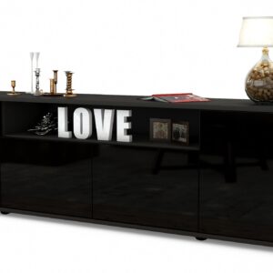 Lowboard Arianna, Schwarz (180x49x35cm)