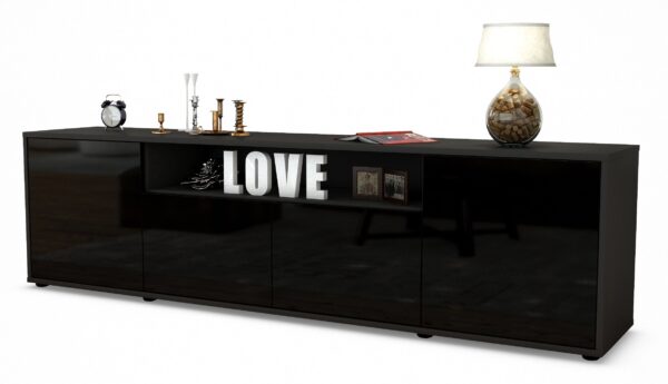 Lowboard Arianna, Schwarz (180x49x35cm)