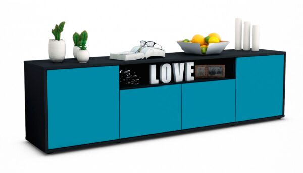 Lowboard Arianna, Türkis (180x49x35cm)