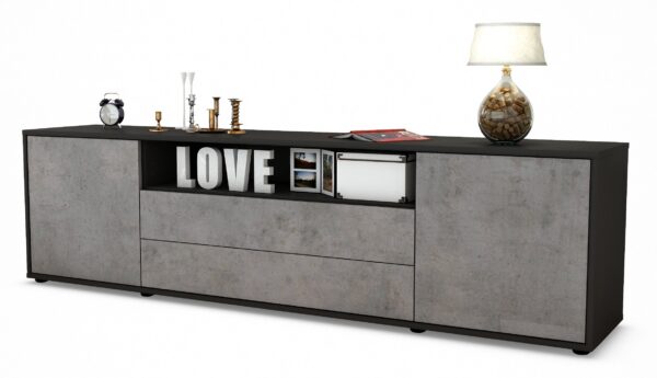 Lowboard Armanda, Beton (180x49x35cm)