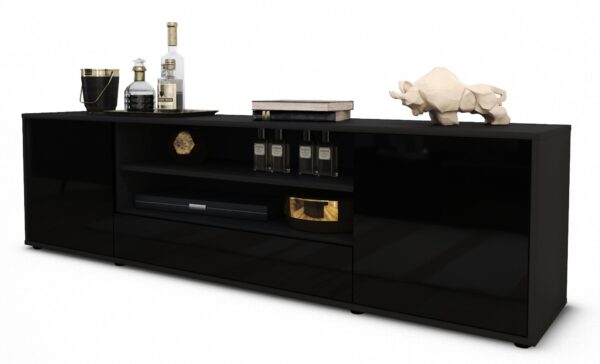 Lowboard Armida, Schwarz (180x49x35cm)