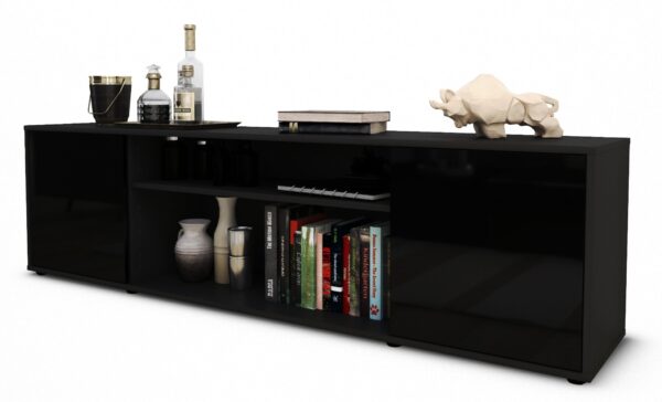 Lowboard Asia, Schwarz (180x49x35cm)