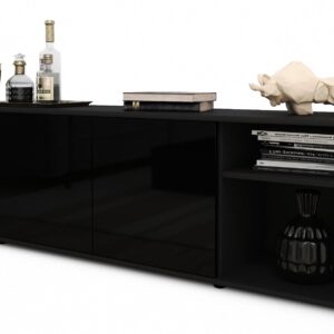 Lowboard Asimo, Schwarz (180x49x35cm)
