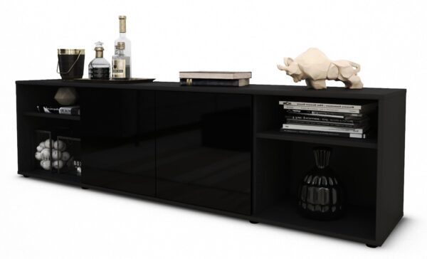 Lowboard Asimo, Schwarz (180x49x35cm)