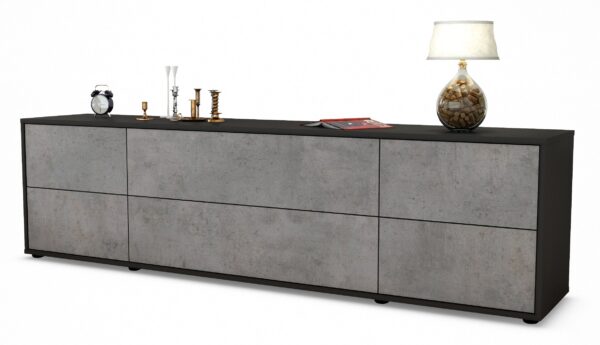 Lowboard Assunta, Beton (180x49x35cm)