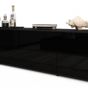 Lowboard Assunta, Schwarz (180x49x35cm)