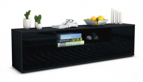 Lowboard Atlanta, Schwarz (180x49x35cm)