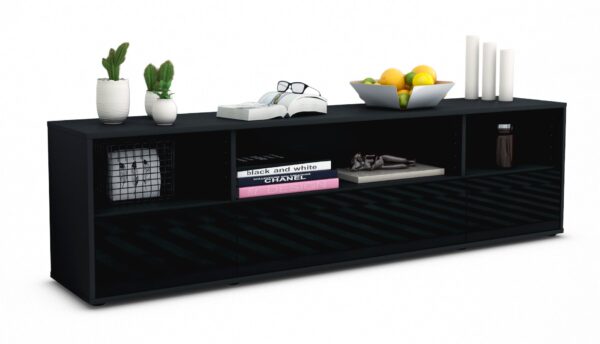 Lowboard Aurelia, Schwarz (180x49x35cm)