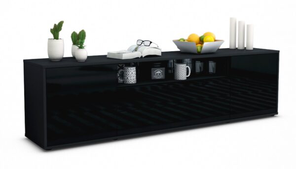 Lowboard Aurora, Schwarz (180x49x35cm)
