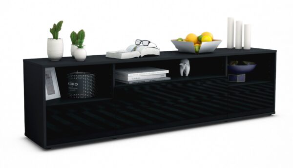 Lowboard Azula, Schwarz (180x49x35cm)