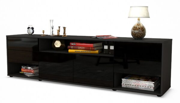 Lowboard Barbara, Schwarz (180x49x35cm)