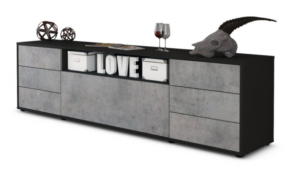 Lowboard Beatrice, Beton (180x49x35cm)
