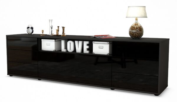 Lowboard Beatrice, Schwarz (180x49x35cm)