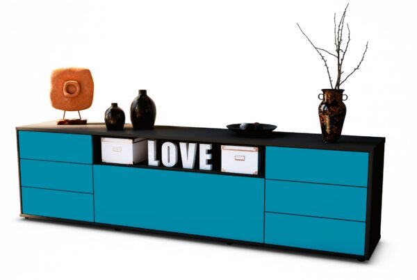 Lowboard Beatrice, Türkis (180x49x35cm)