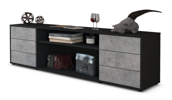 Lowboard Belinda, Beton (180x49x35cm)