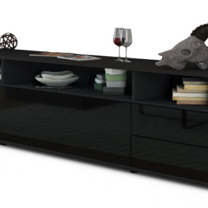 Lowboard Bella, Schwarz (180x49x35cm)