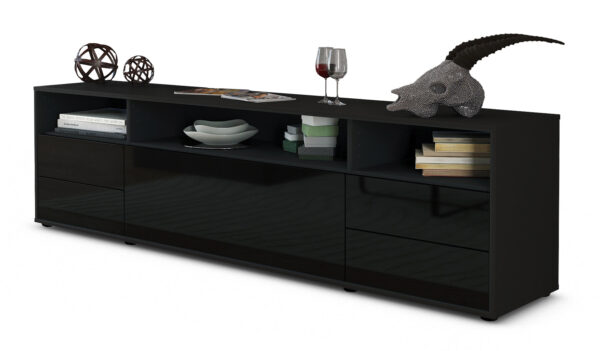 Lowboard Bella, Schwarz (180x49x35cm)