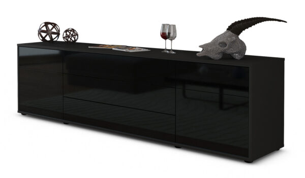 Lowboard Benita, Schwarz (180x49x35cm)