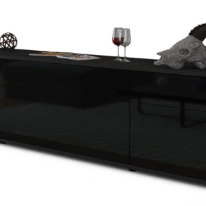 Lowboard Beppa, Schwarz (180x49x35cm)