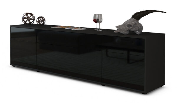 Lowboard Beppa, Schwarz (180x49x35cm)