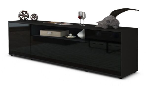 Lowboard Bernadetta, Schwarz (180x49x35cm)