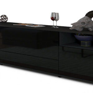 Lowboard Bettina, Schwarz (180x49x35cm)