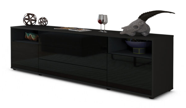 Lowboard Bettina, Schwarz (180x49x35cm)